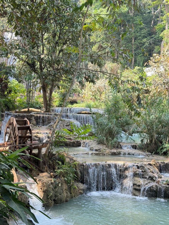 Turquoise tiered pools at Kuang Si Falls