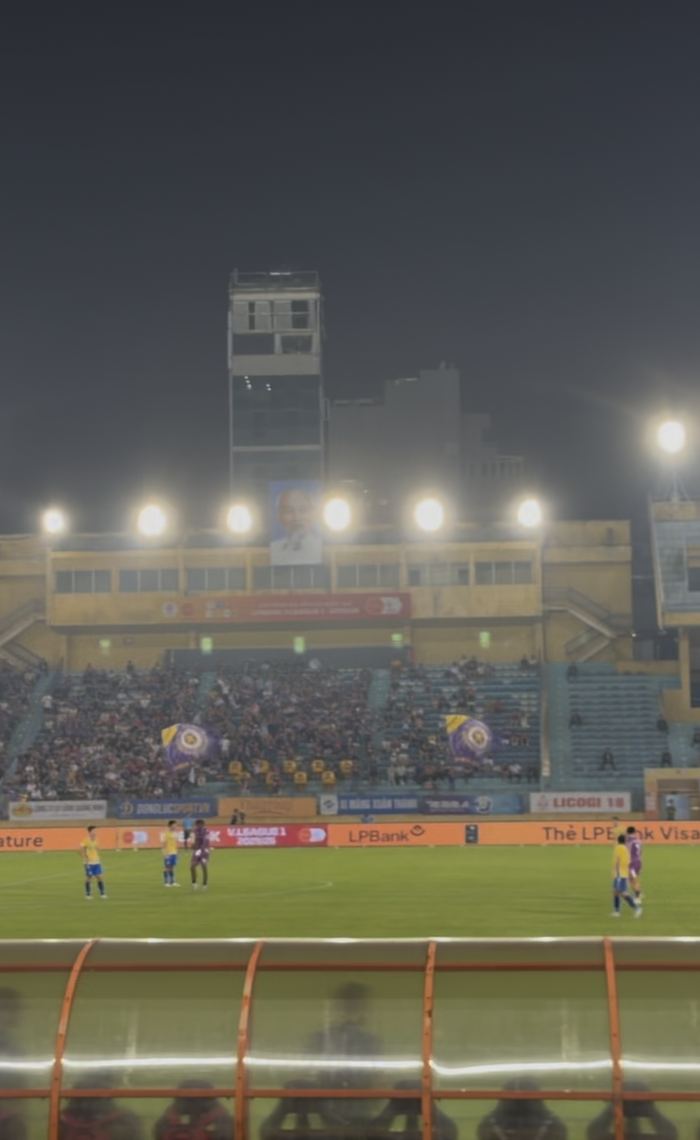 A night football match in a Hanoi stadium