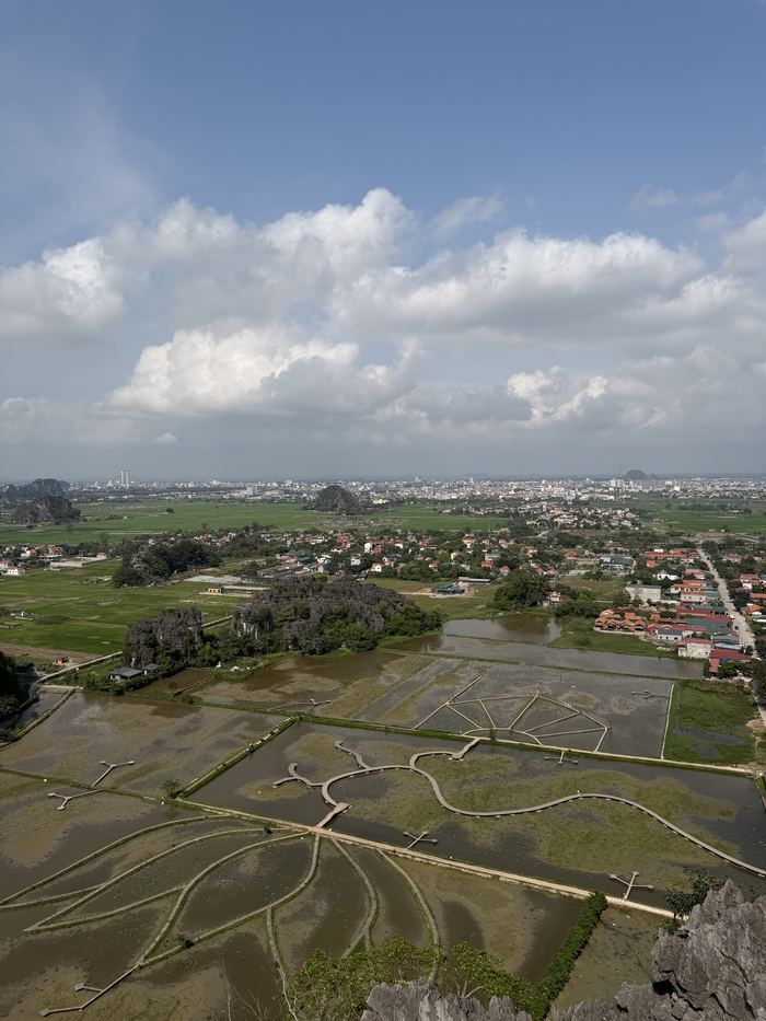Flooded rice fields below the karst peaks