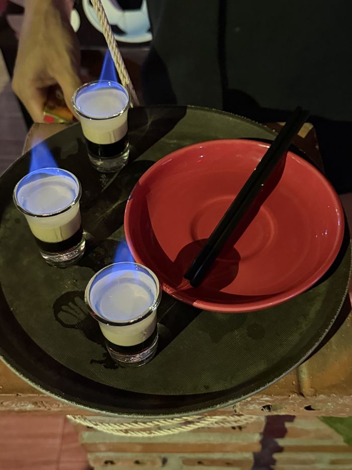 Three flaming B-52 shots