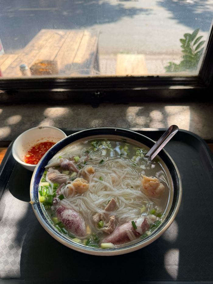 A bowl of seafood pho