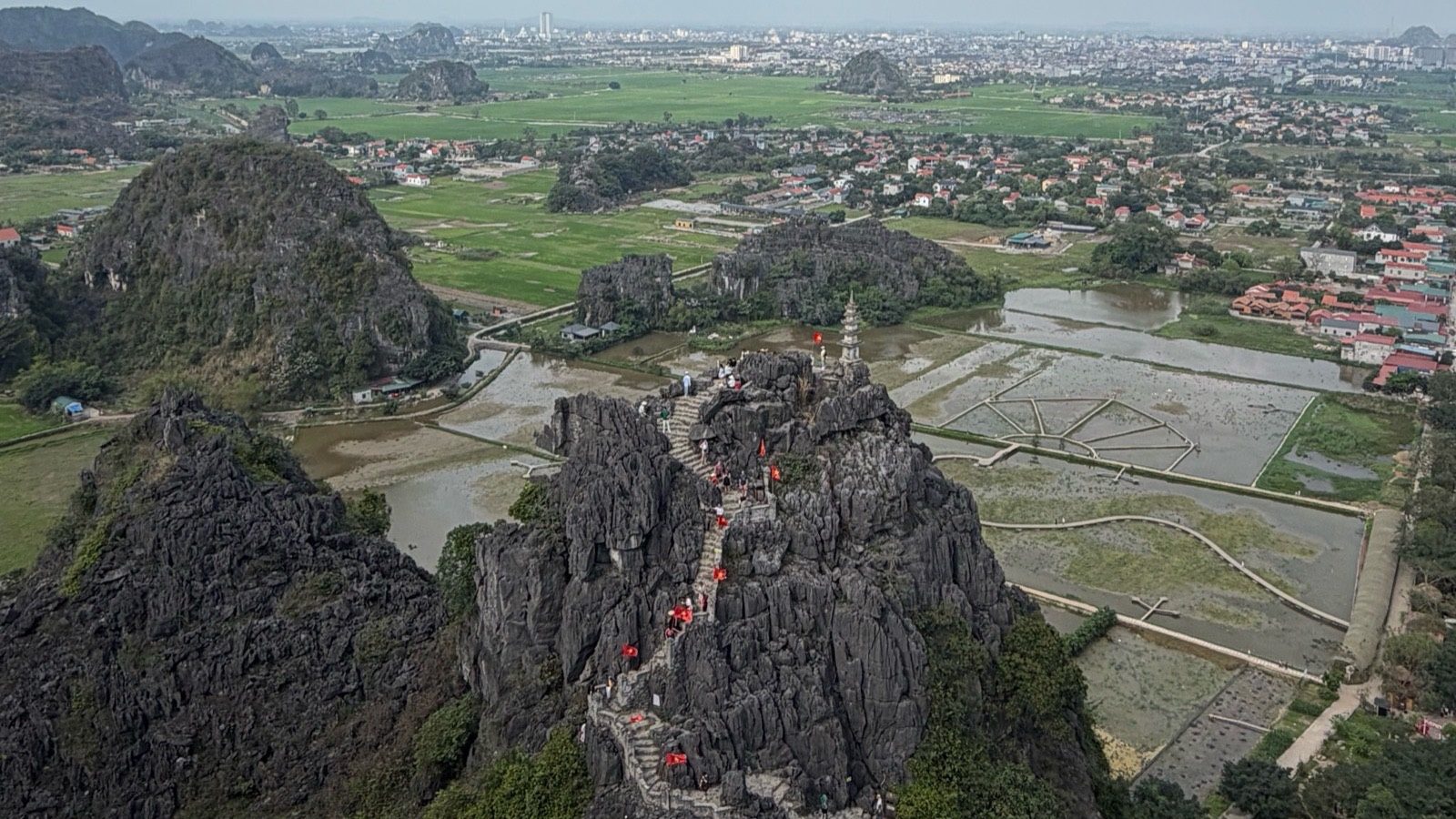 View from the Hang Mua viewpoint over the karst peaks and rice fields of Ninh Binh, Vietnam
